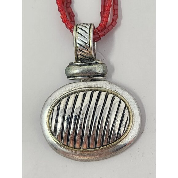 HMS Vintage Medallion Necklace & Silver Tone Silver Black Pendant‎ - Picture 5 of 7